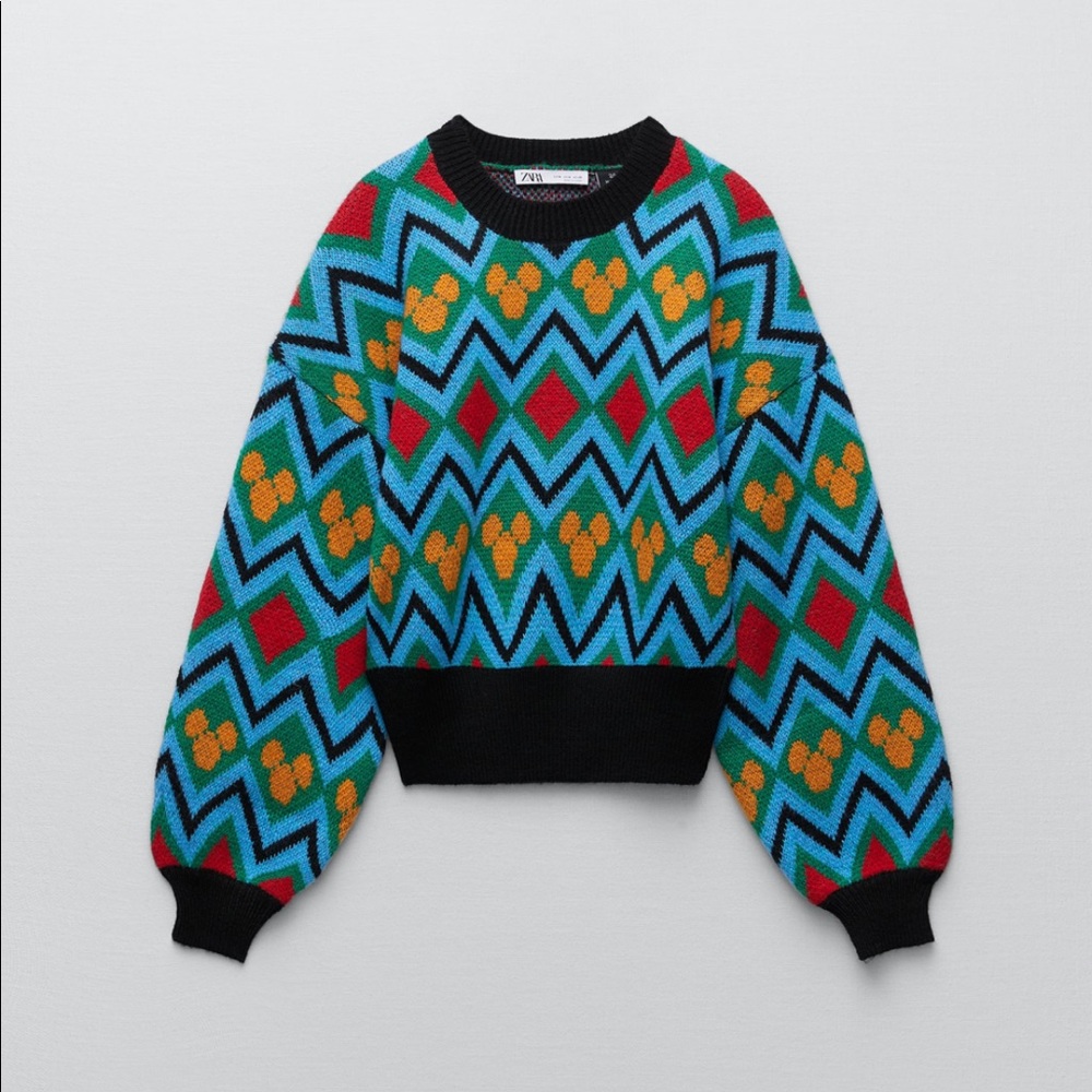 Zara Jacquard Knit Mickey Disney Sweater